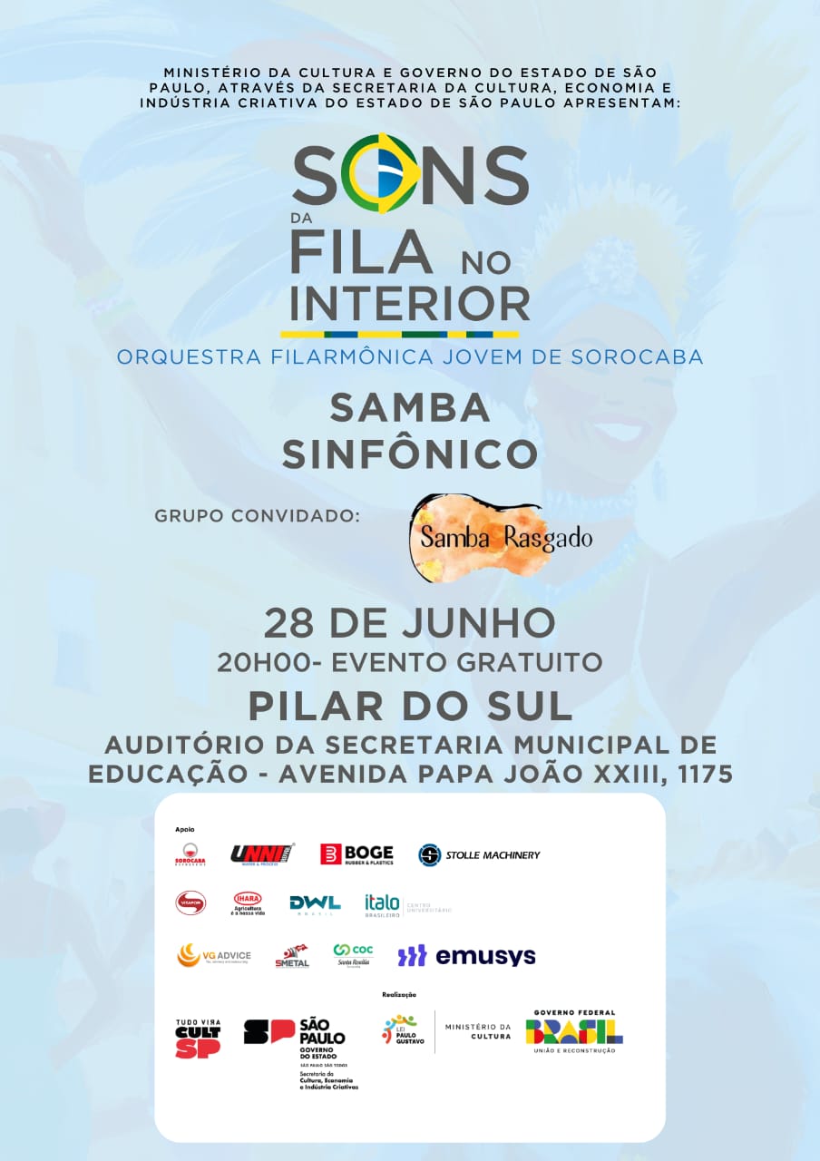28/06 - Orquestra Filarmônica Jovem de Sorocaba + Grupo Samba Rasgado Tocam Samba Sinfônico