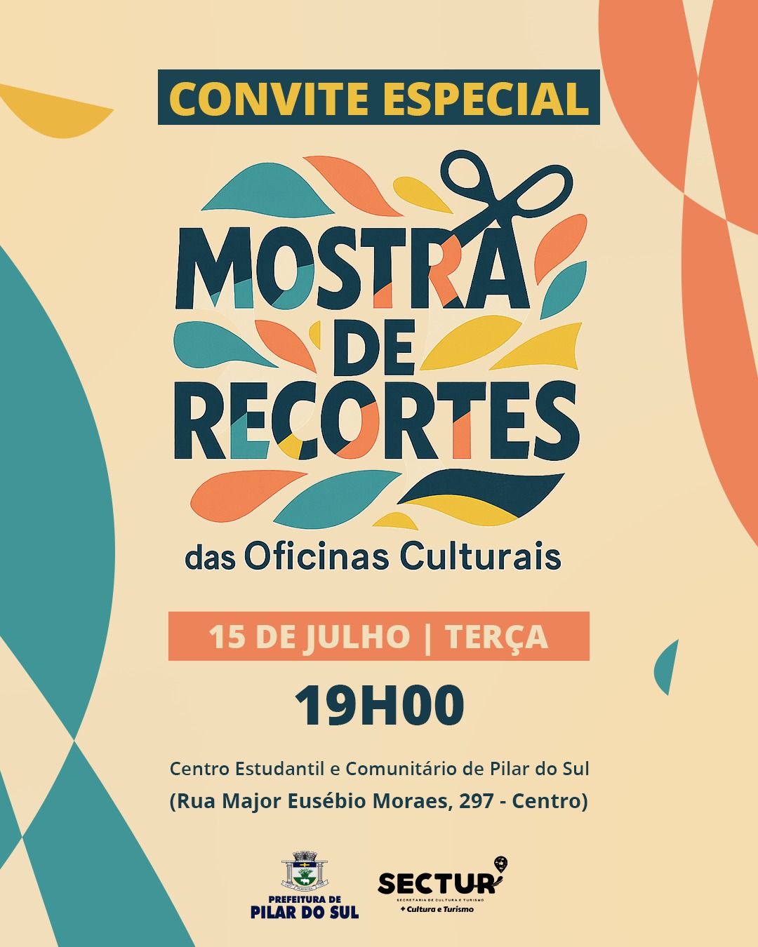 Mostra de Recortes das Oficinas Culturais da cidade, uma noite especial que celebra a arte, a cultura e o talento dos nossos alunos e professores