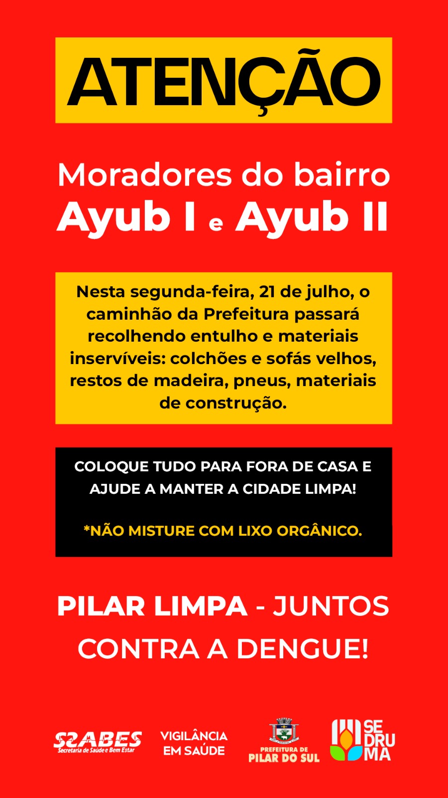 Coleta de Entulhos Bairro Ayub Pilar do Sul