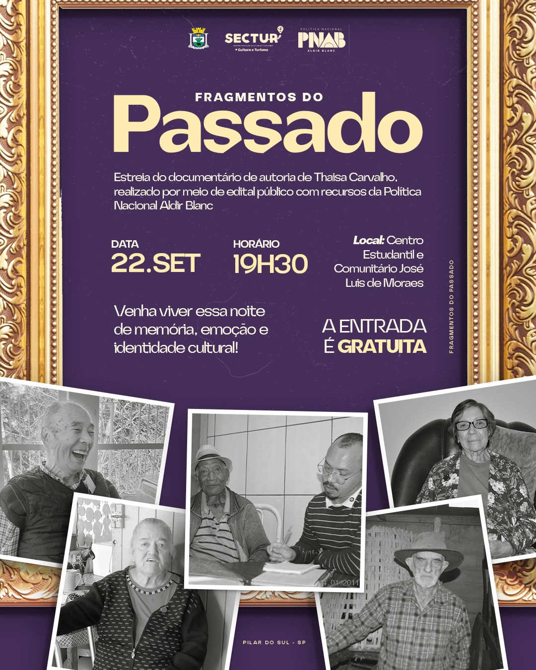 Documentario Fragmentos do Passado estreia em Pilar do Sul Thaisa Carvalho